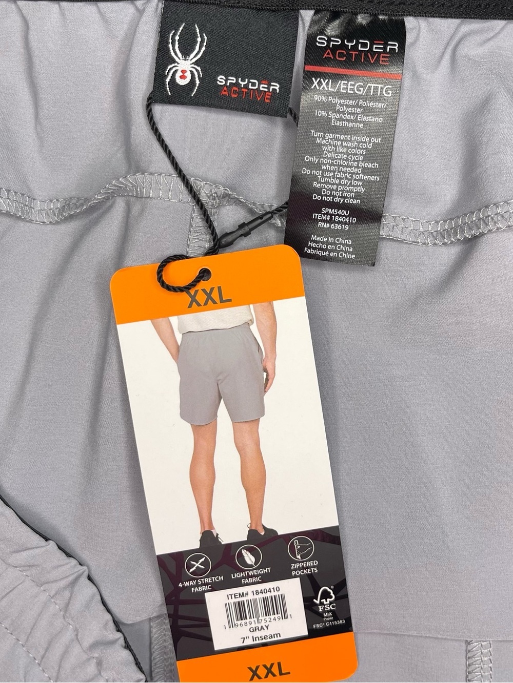 Spyder Men's Light Gray Athletic Shorts with Subtle Logo - Picture 3 of 4